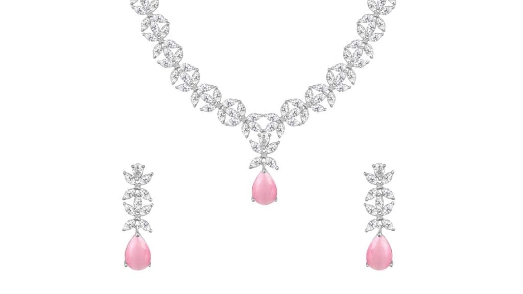 GIVA 925 Sterling Silver Rhodium-Plated & CZ Studded Jewellery Set