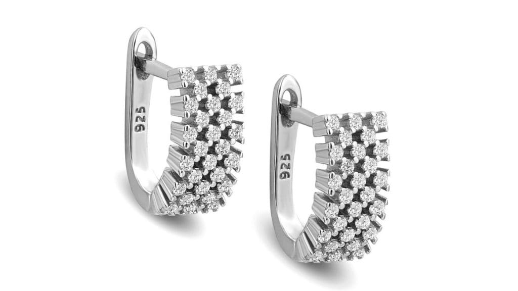 GIVA 925 Sterling Silver Rhodium-Plated & White Small Hoop Earrings