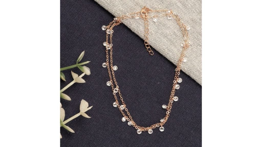 GIVA925 Sterling Silver Layered Rose Gold Queens Anklet (1 Piece)
