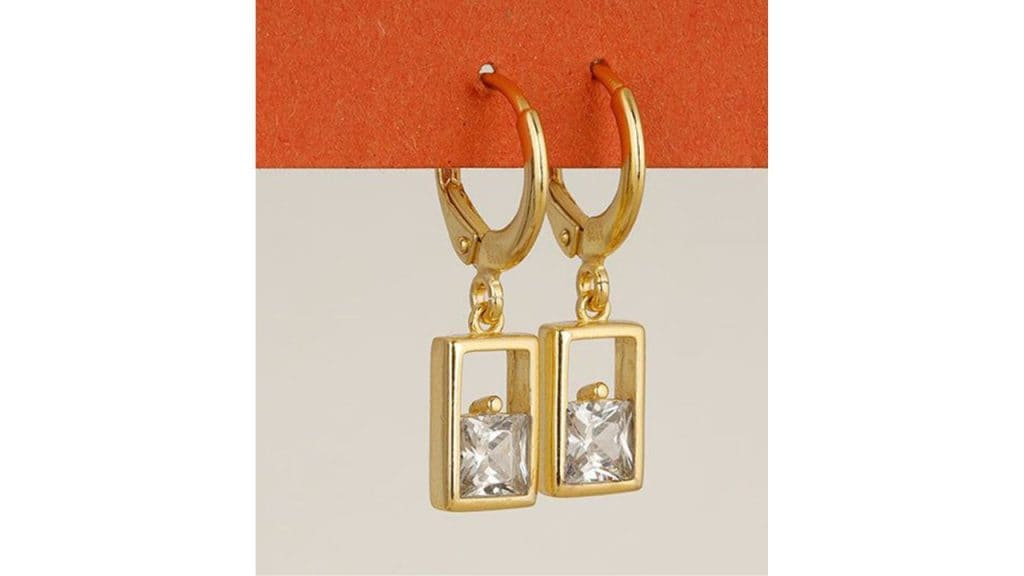 GIVABask In Glory 925 Sterling Silver Gold Plated Geometric Drop Earrings
