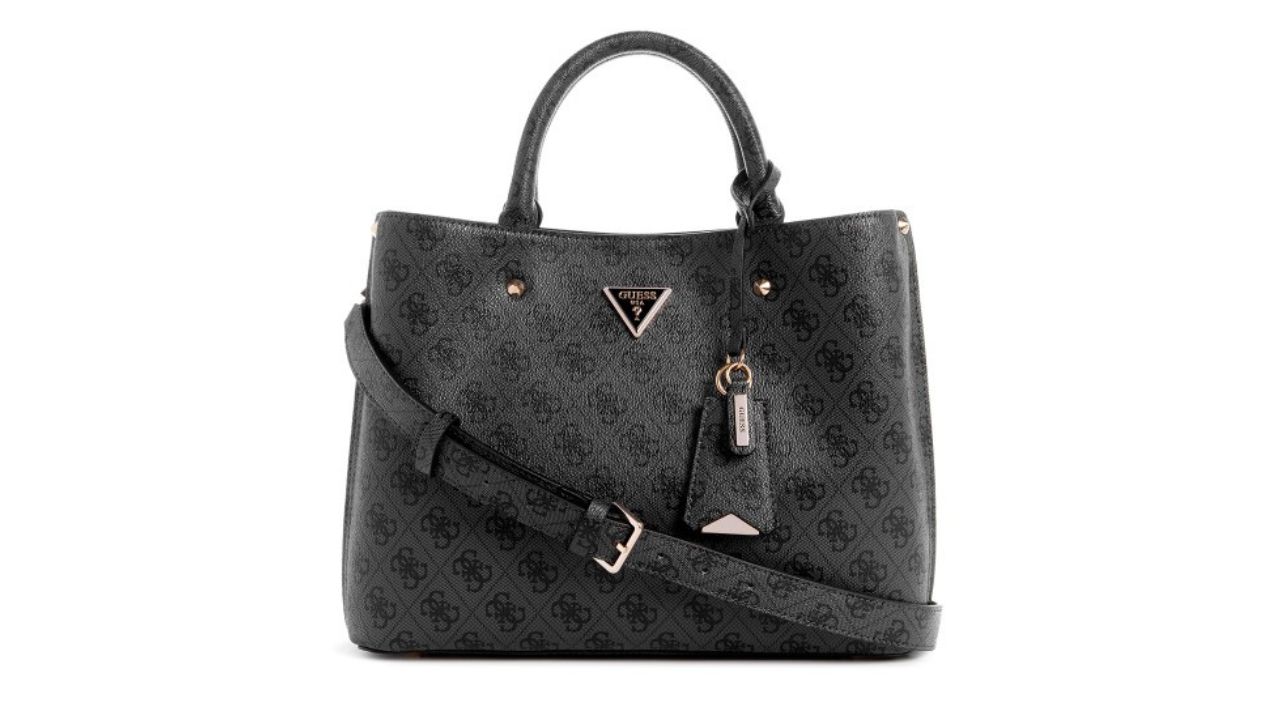 GUESS Brand Logo Printed Structured Handheld Bag (Monogram)