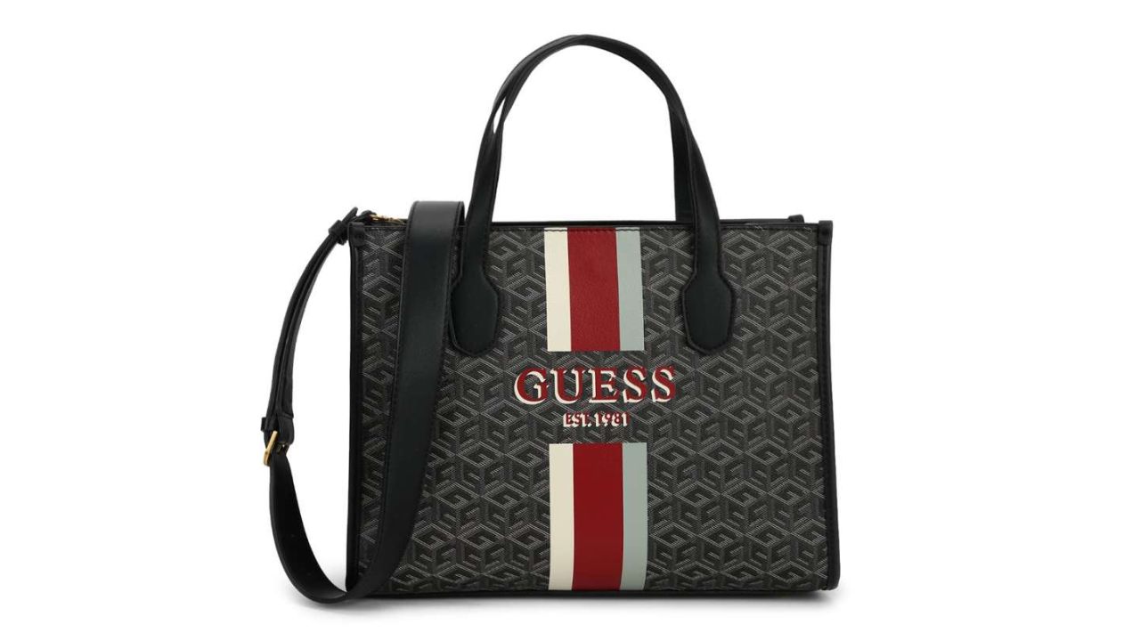 GUESS Geometric Printed PU Structured Handheld Bag
