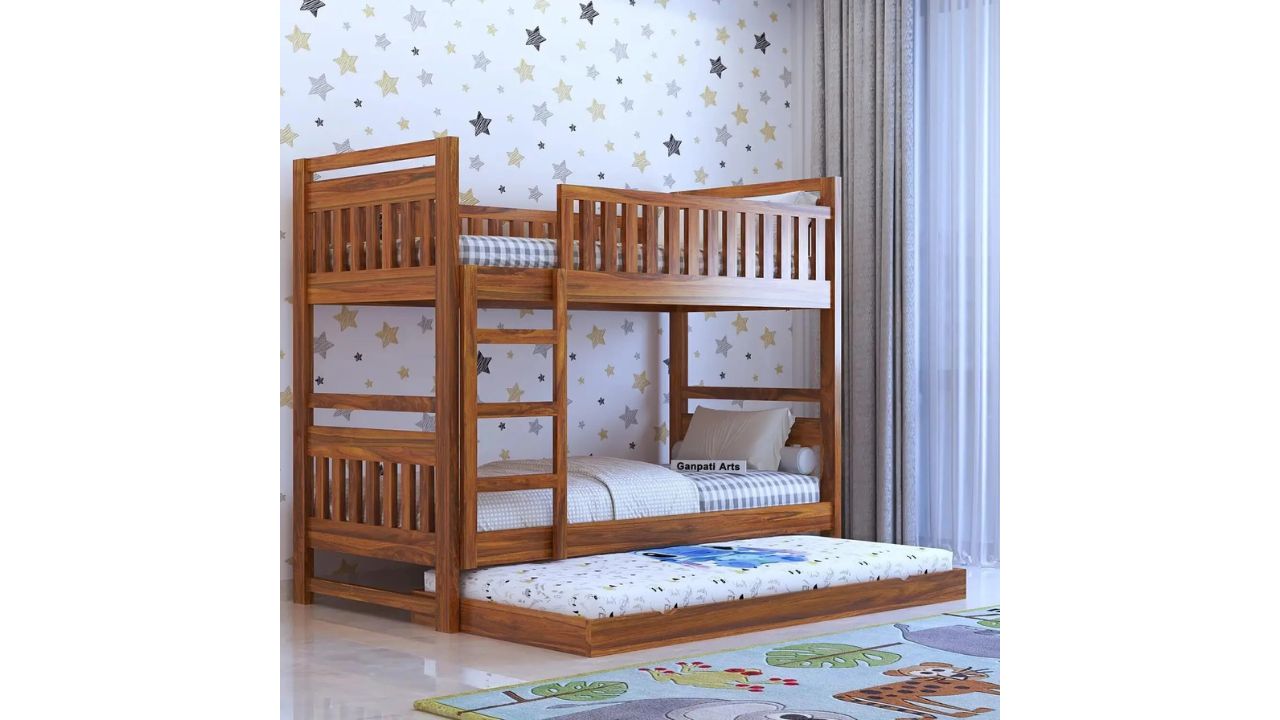 Ganpati Arts Solid Sheesham Wood Swift Bunk Bed with Trundle
