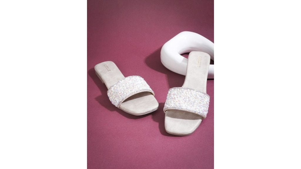 Gibelle Embellished Open Toe Flats