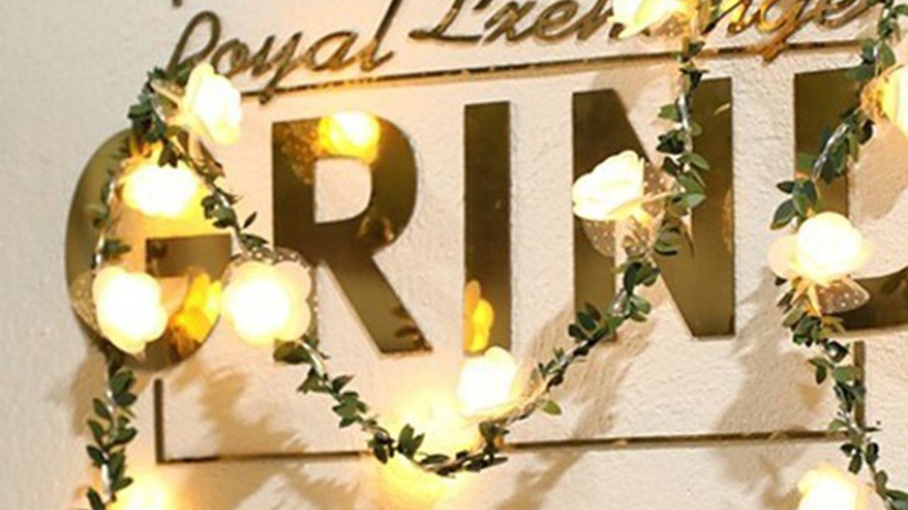 Glimmer LightingsWhite & Green Flower Leaf Garland In 3.5V USB Operated String Lights