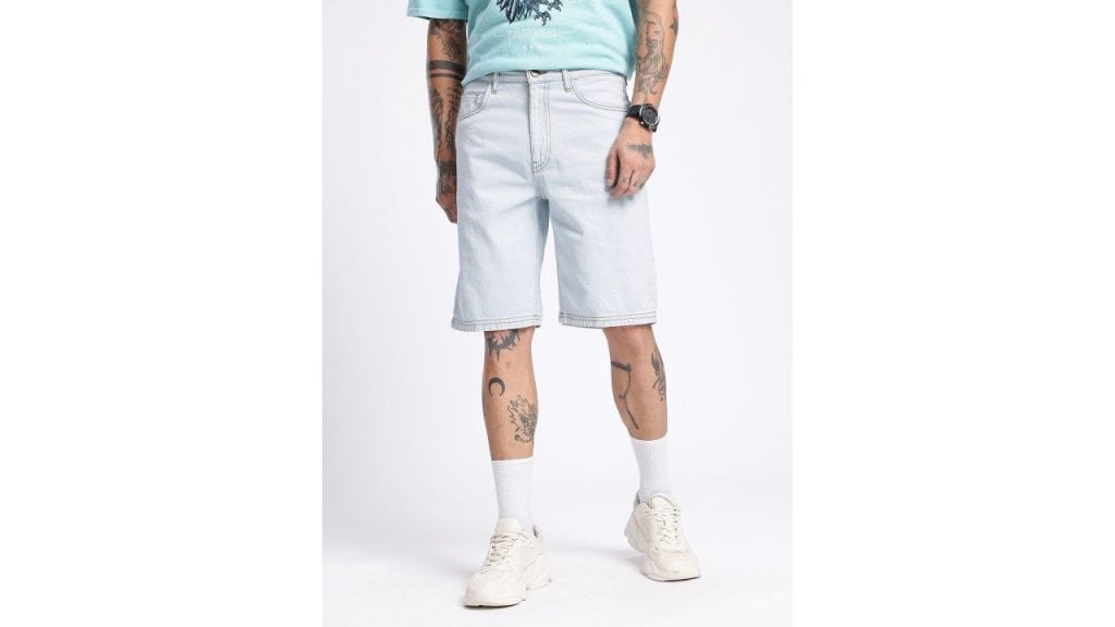 Glitchez Men Light Wash Oversized Denim Jorts