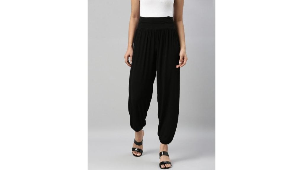 Go Colors Women Black Solid Loose-Fit Harem Pants