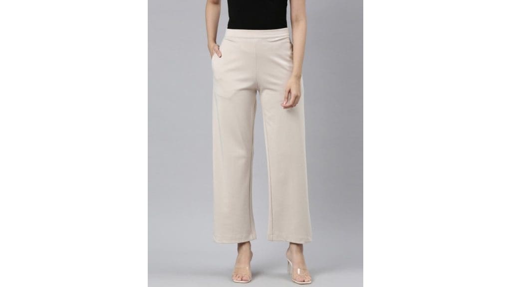 Go Colors Women Plus Size Beige Relaxed High-Rise Trousers