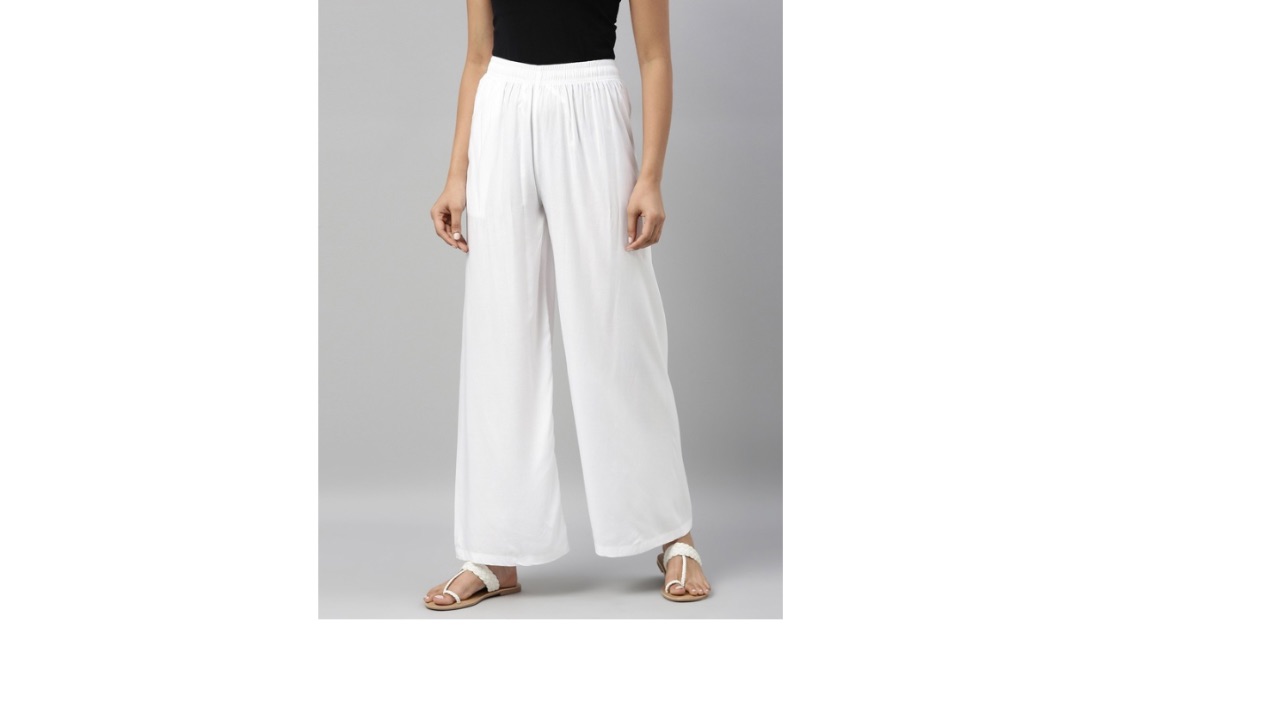 Go Colors Women Wide Leg Knitted Palazzos