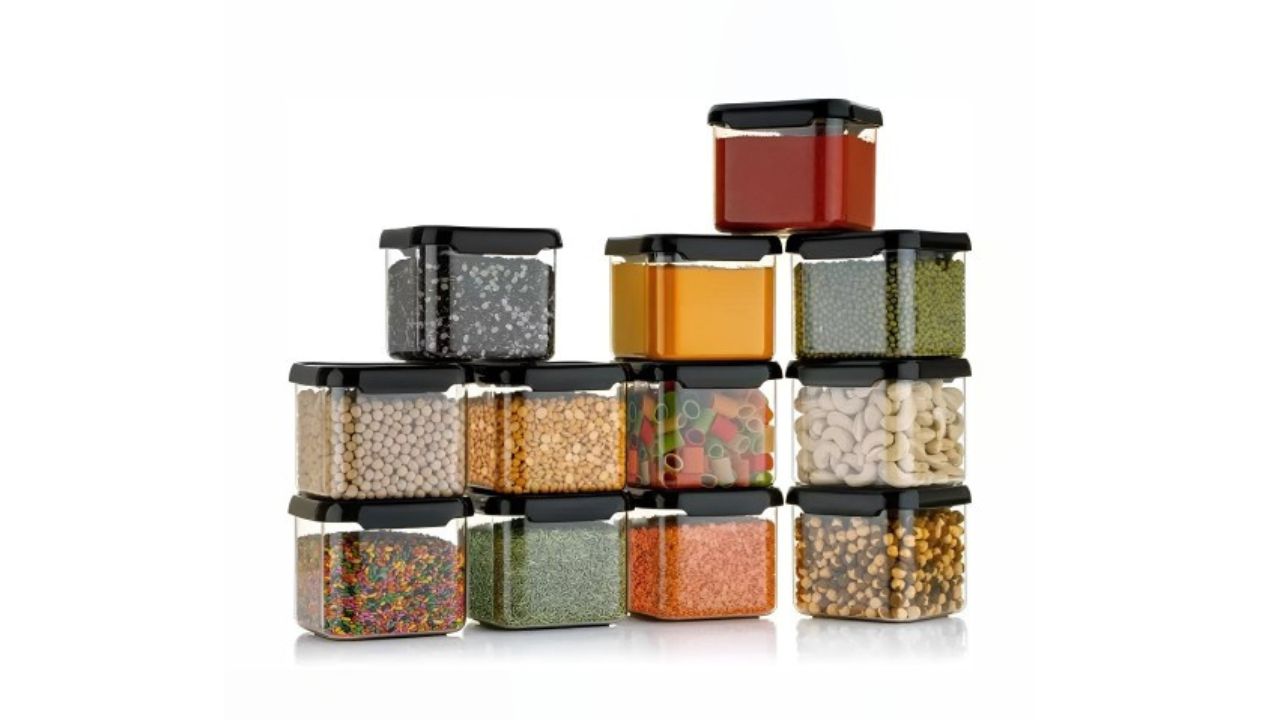 HASHONE Kitchen Container 6 Pieces Black Easy To Clean Canister Container 500 ml