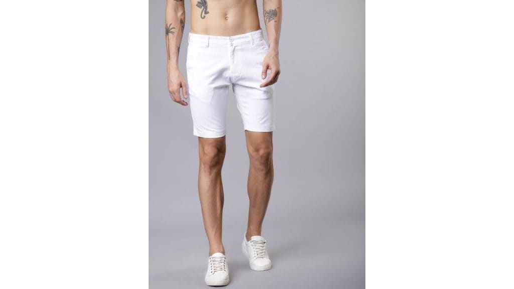HIGHLANDER Men White Solid Slim Fit Chino Shorts