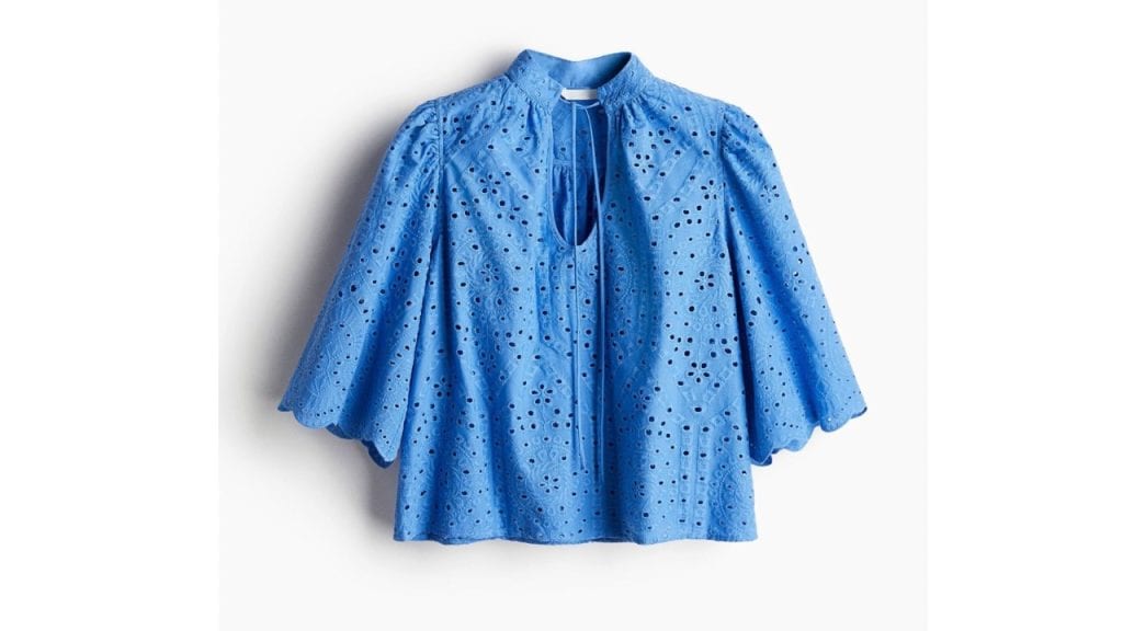 H&M Women Broderie Anglaise Blouse 1282574003-Blue