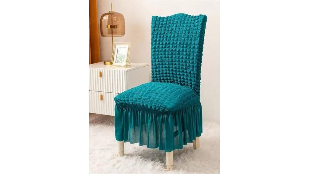 HOUSE OF QUIRK Teal 6 Pcs Turkish Bubble Frill Chair Cover