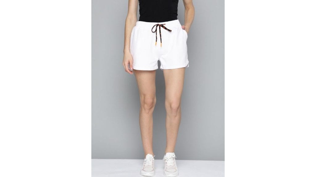 HRX By Hrithik Roshan Lifestyle Women Optic White Bio-Wash Shorts