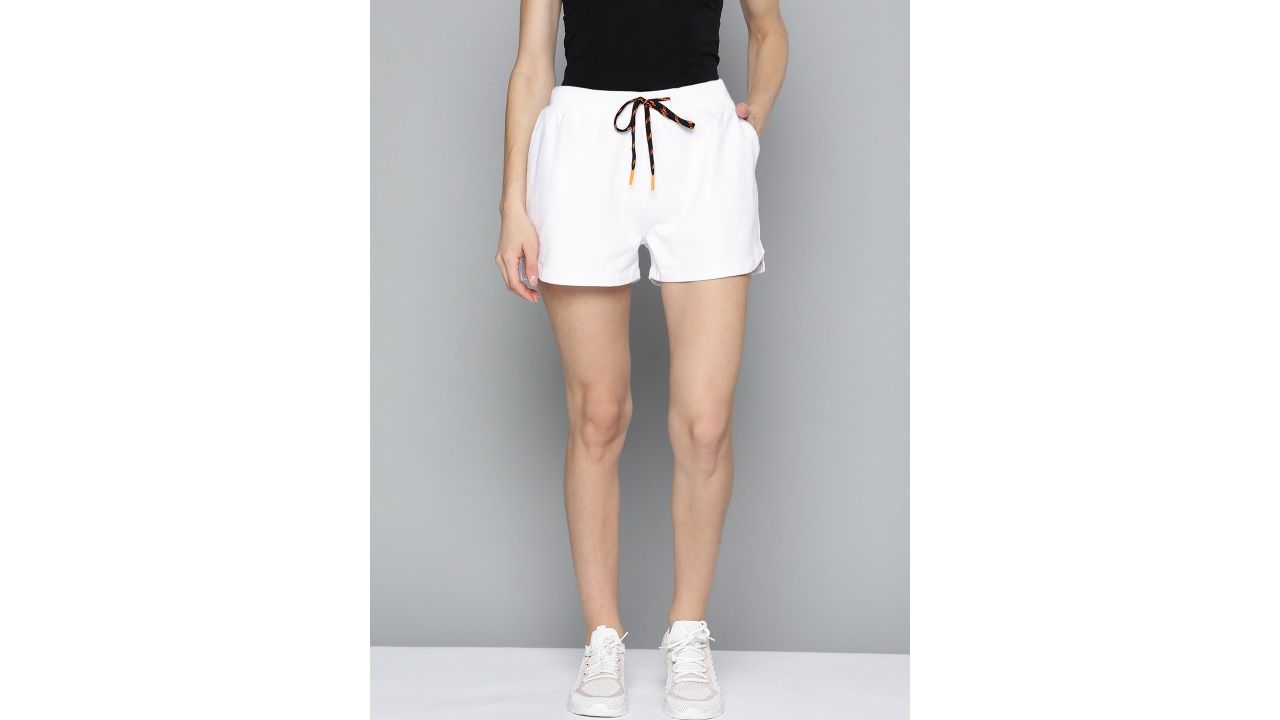 HRX By Hrithik Roshan Lifestyle Women Optic White Bio-Wash Shorts