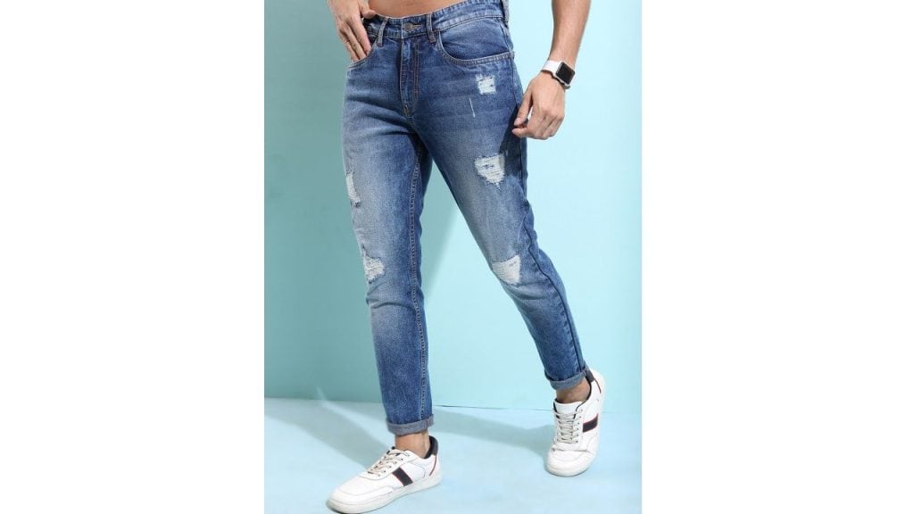 Highlander Ankle Length Highly Distressed Stretchable Denim Jeans