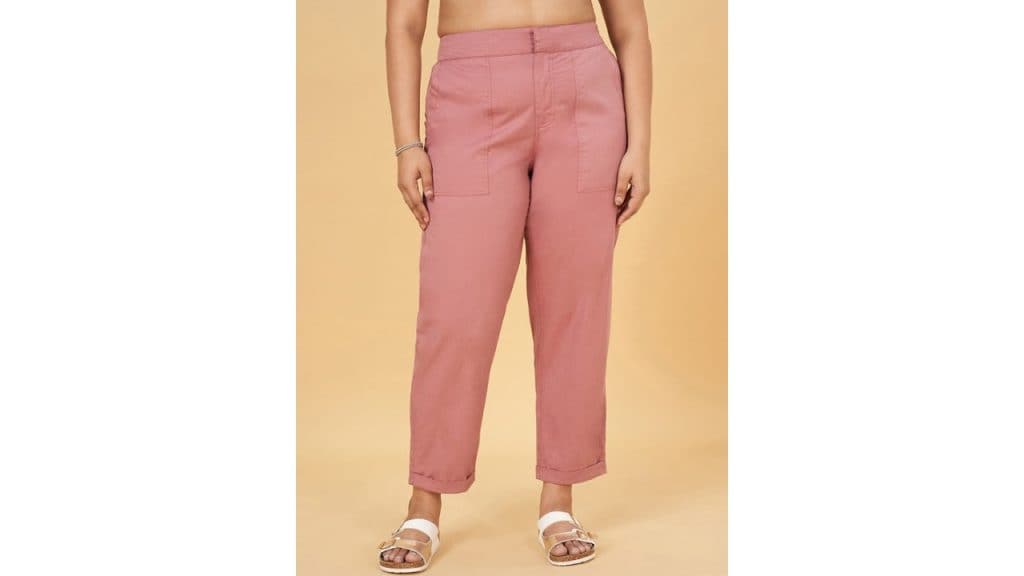 Honey Curvytude by Pantaloons Women Cotton High-Rise Plus Size Trousers