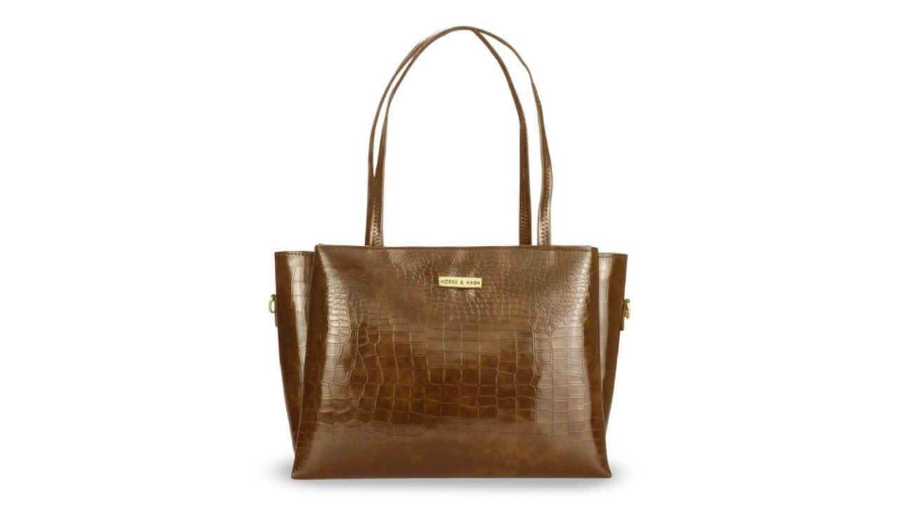 Horse and Hash Animal Textured PU Tote Bag