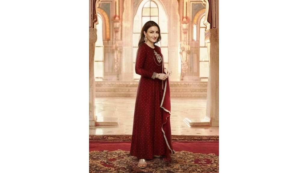 House of PataudiEmbroidered Anarkali Jashn Kurta with Palazzos & Dupatta