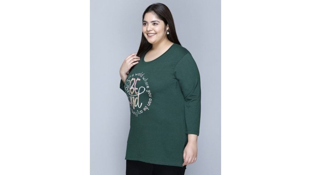 IN Love Women Plus Size Printed Round Neck Regular Fit Cotton T-shirt