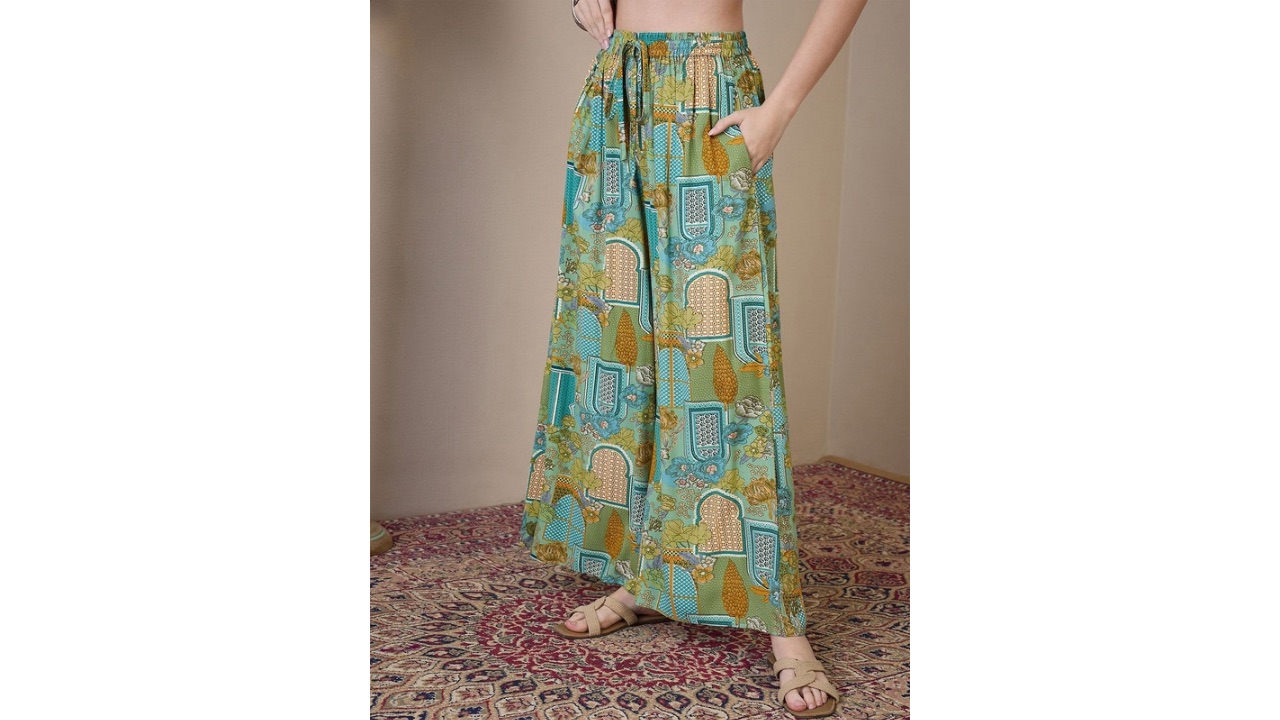 InWeave Women Floral Printed Flared Palazzos