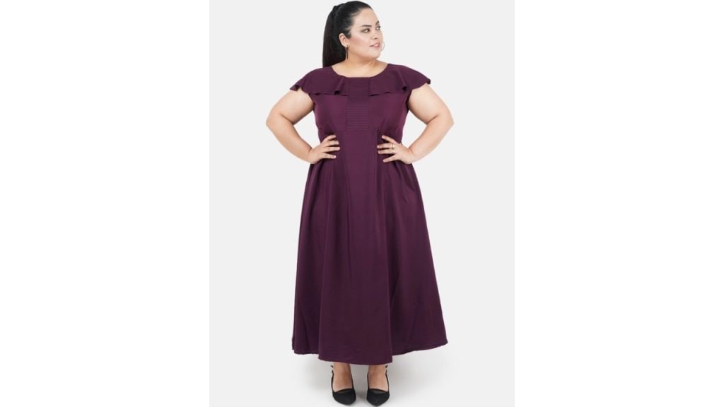 Indietoga Women Purple Solid Plus Size Maxi Dress