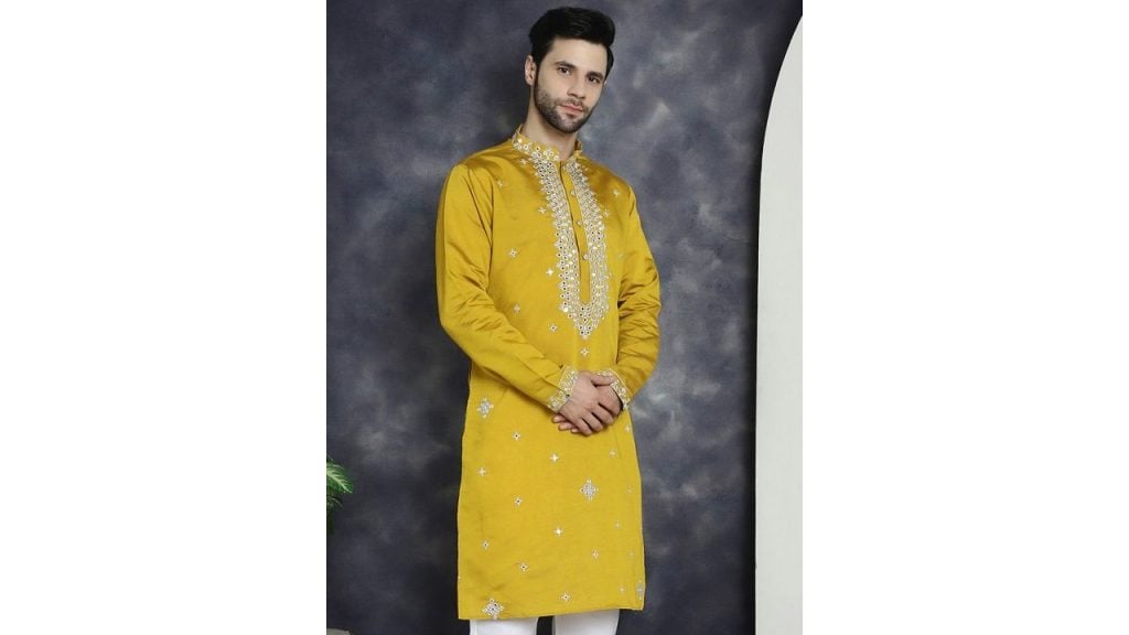 Jompers Geometric Embroidered Mirror Work Cotton-Silk Kurta