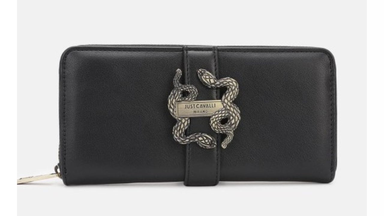 Just Cavalli Women Black Solid Zip Around Wallet