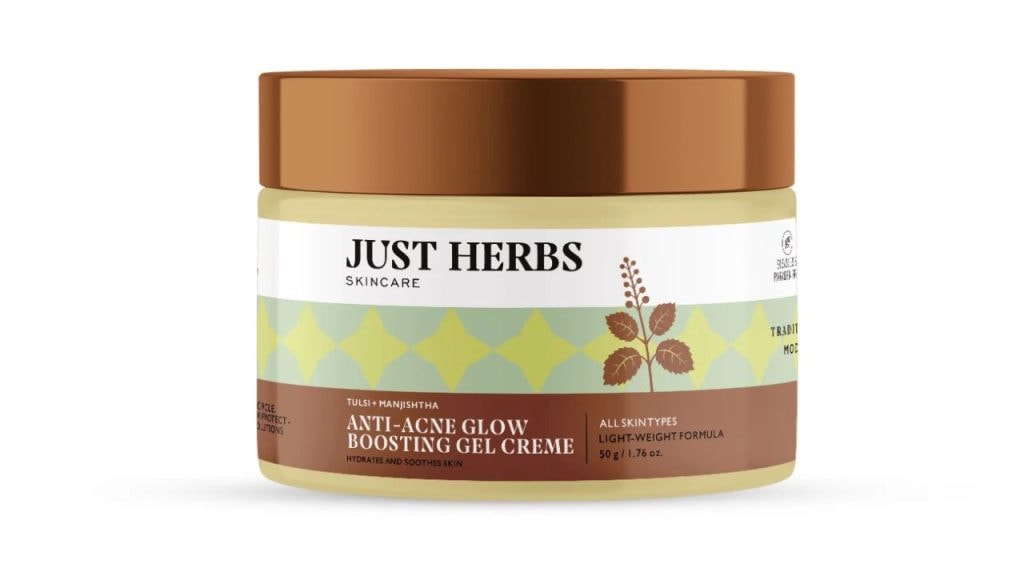 Just Herbs Anti-Acne Glow Boosting Gel Creme with Tulsi and Manjishtha / Fagel