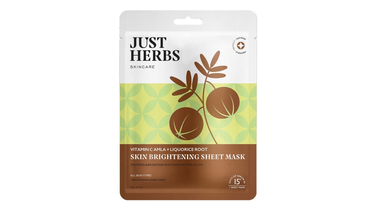 Just Herbs Vitamin C Amla & Liquorice Skin Brightening Sheet Mask 20 g