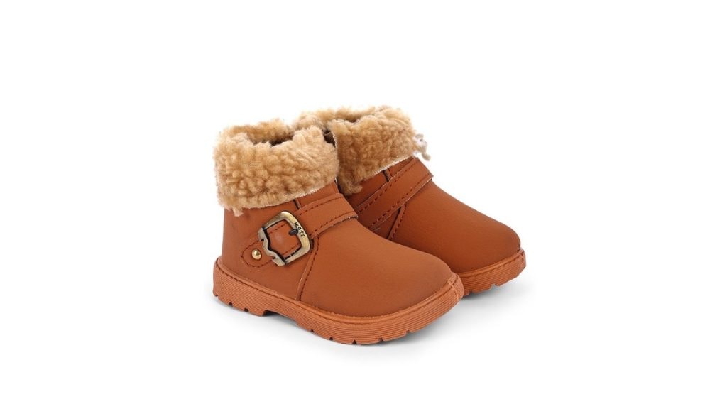 KATS Girls Round Toe Faux Fur Trim Winter Boots