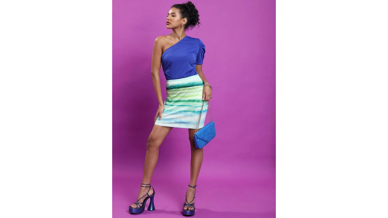 KETCH Abstract Printed Mid-Rise Straight Mini Skirt