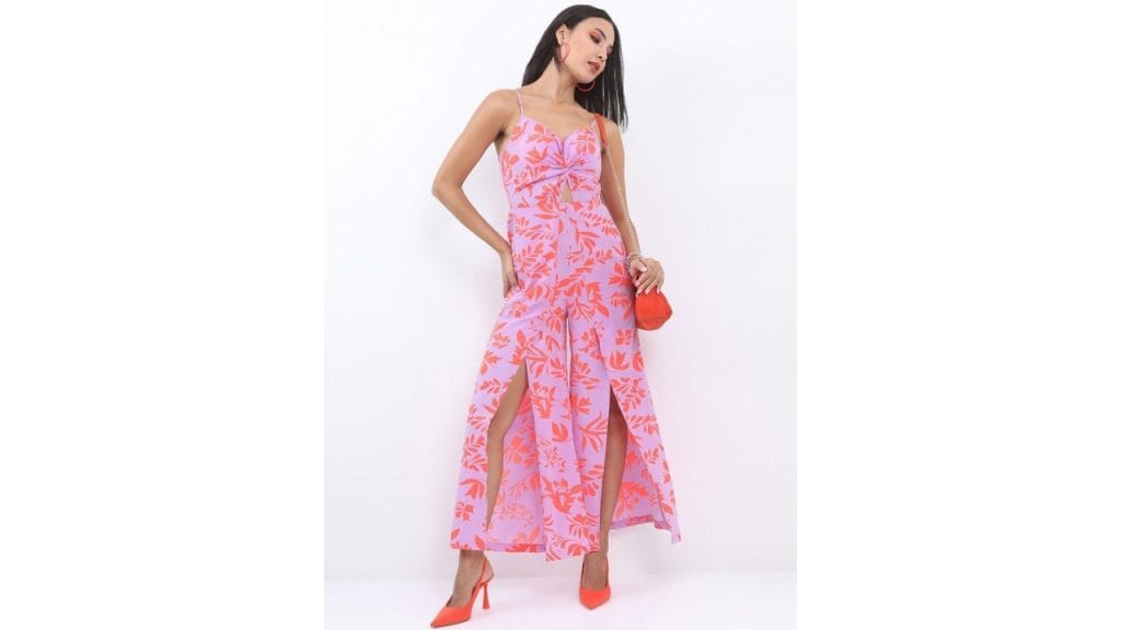 KETCH Printed Twisted Flared Leg Culotte Jumpsuit