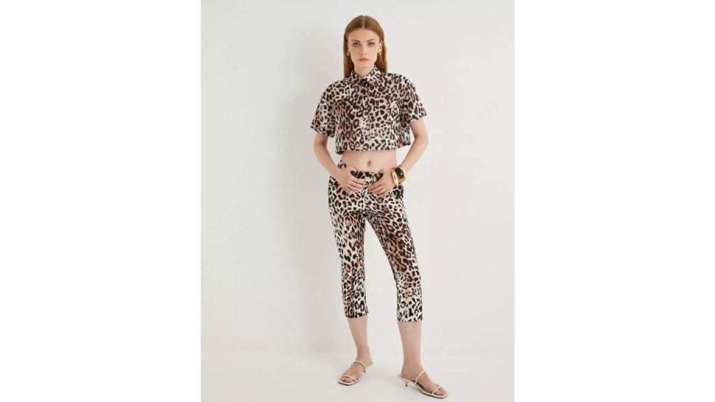 KOTON Leopard Capri Pants High Waist