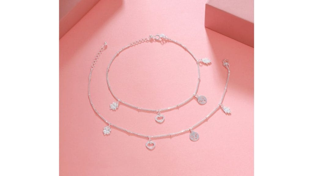 Kicky And Perky925 Sterling Silver Pair Of Anklet