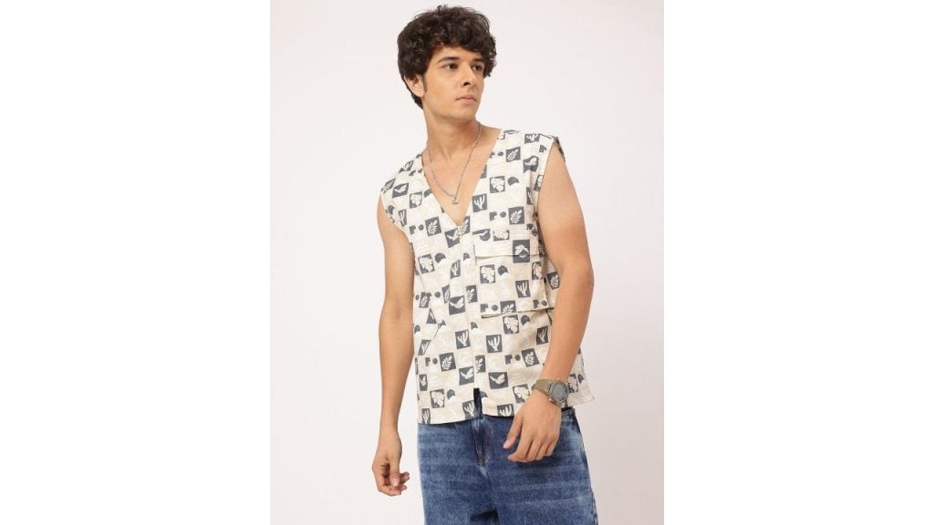 Kook N Keech Geometry Printed Sleeveless Jacket