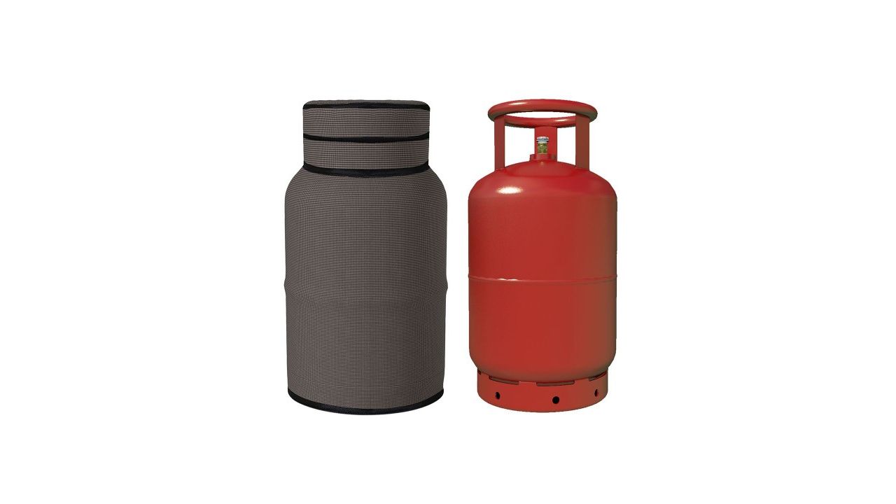 Kuber Industries Brown 2 Pieces Mini Checked LPG Cylinder Covers