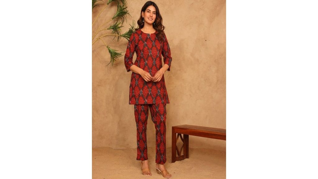 Kwatchi Printed Cotton Top with Trousers