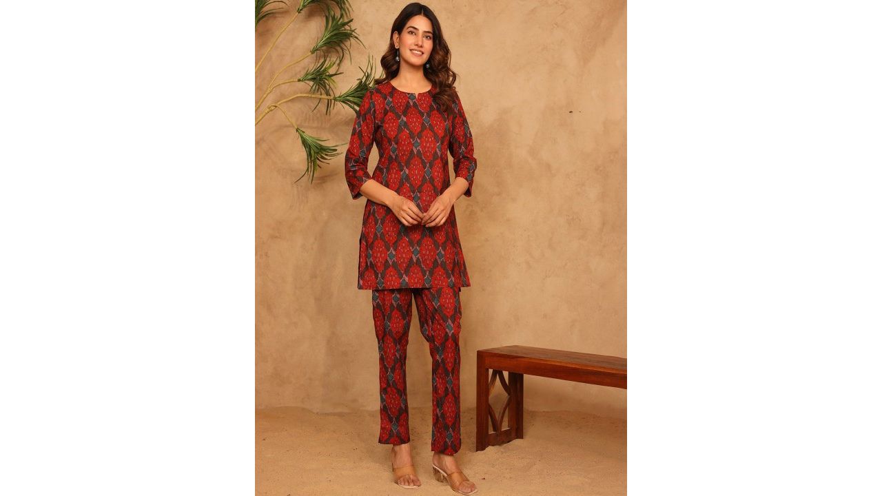 Kwatchi Printed Cotton Top with Trousers