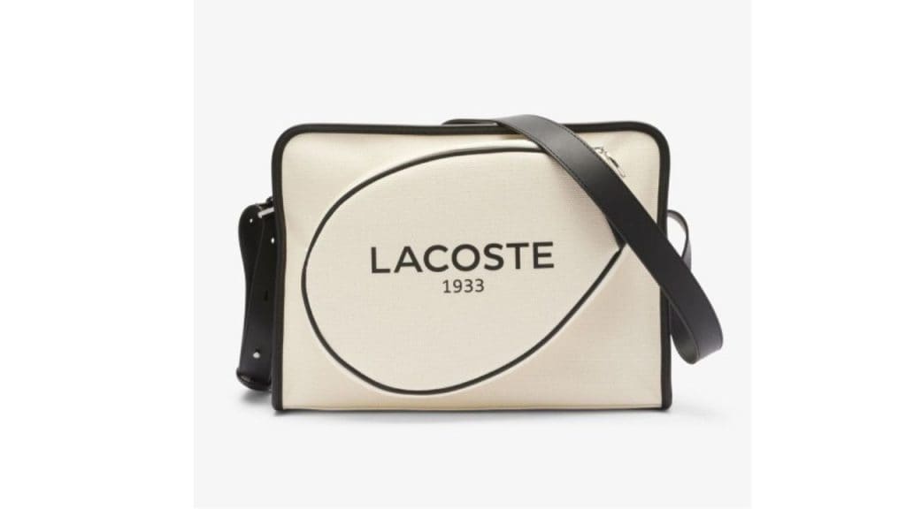 Lacoste Printed Structured Shoulder Bag with Applique (White)