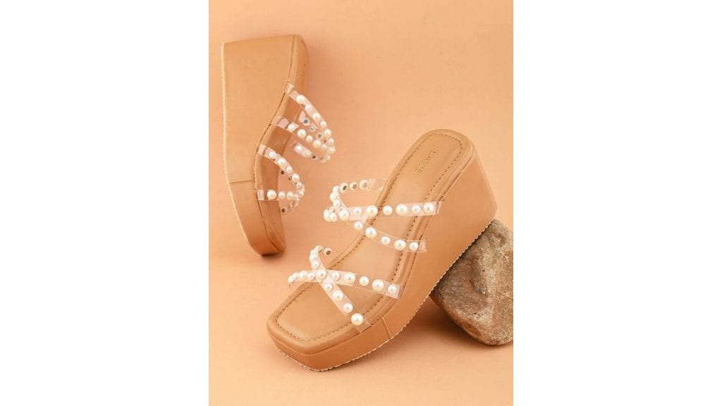 Lavie Embellished Open Toe Wedge Heels