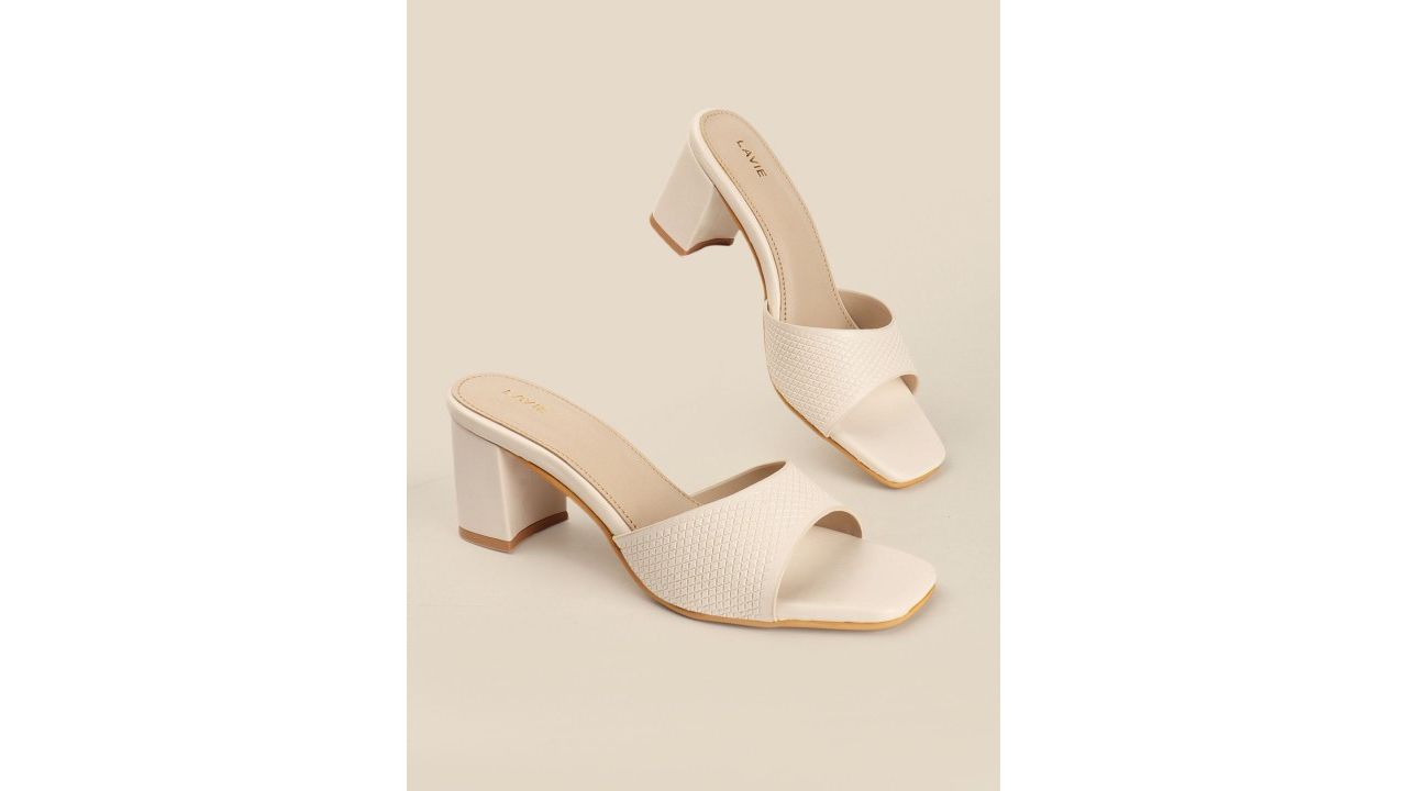 Lavie Women Textured Block Open Back Sandals