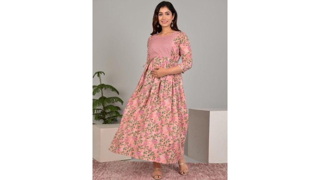 MURLI KURTI Floral Printed Fit and Flare Maternity Ethnic Dress