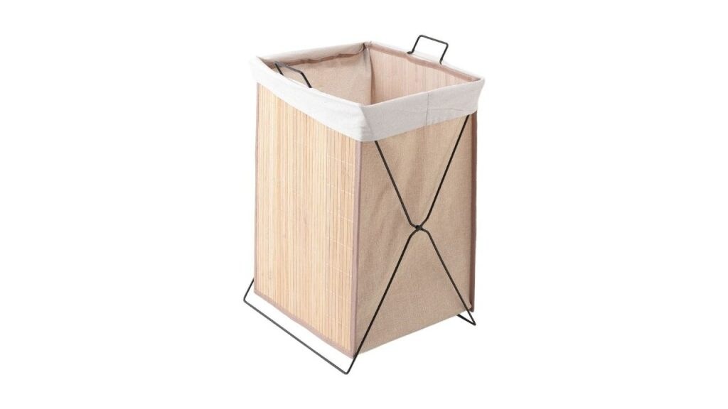 MUSH Brown Striped Bamboo Laundry Bag With Lid