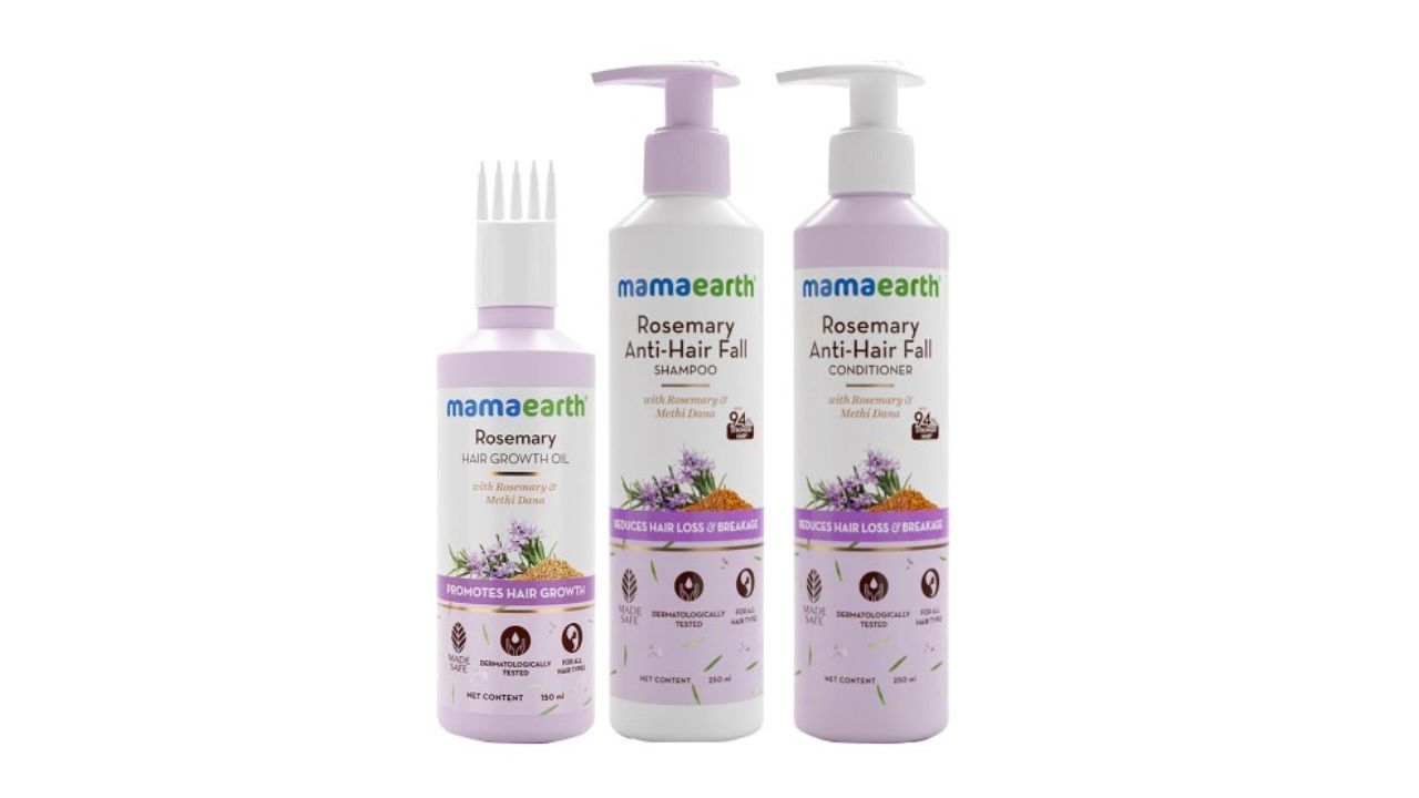 Mamaearth Set Of 3 Rosemary Shampoo & Conditioner - 250ml Each - Hair Oil - 150ml