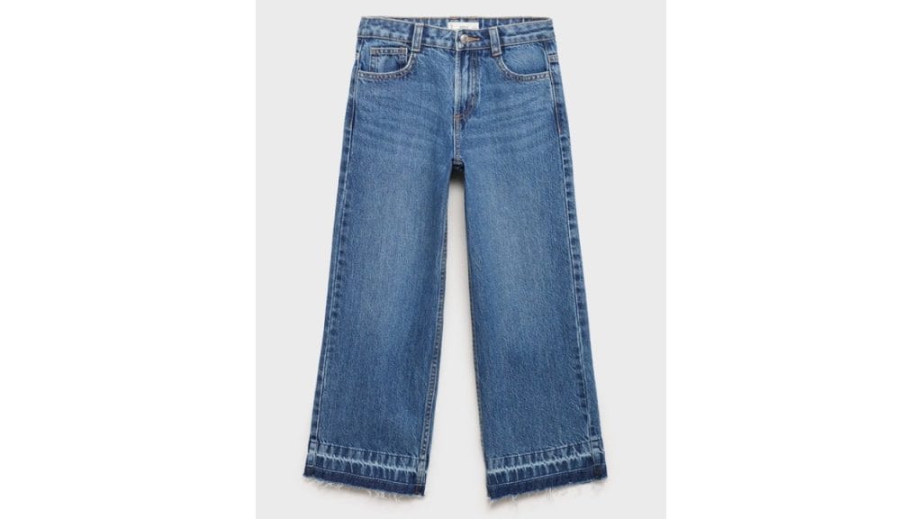 Mango Kids Girls Light Fade Pure Cotton Wide Leg Jeans