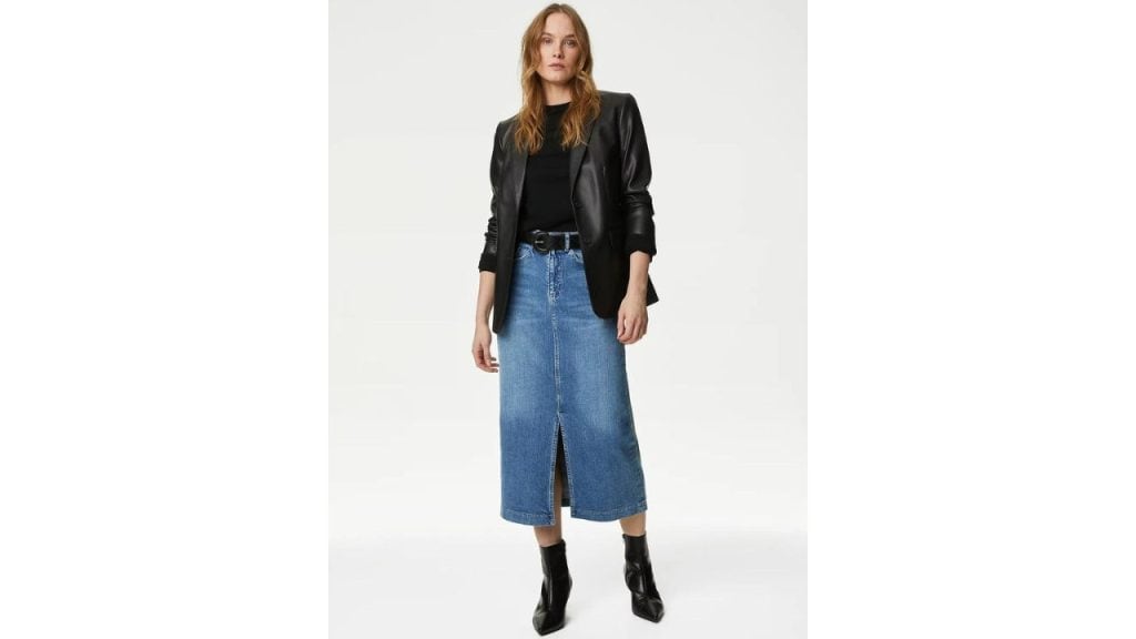 Marks & Spencer Straight Denim Midi Skirt