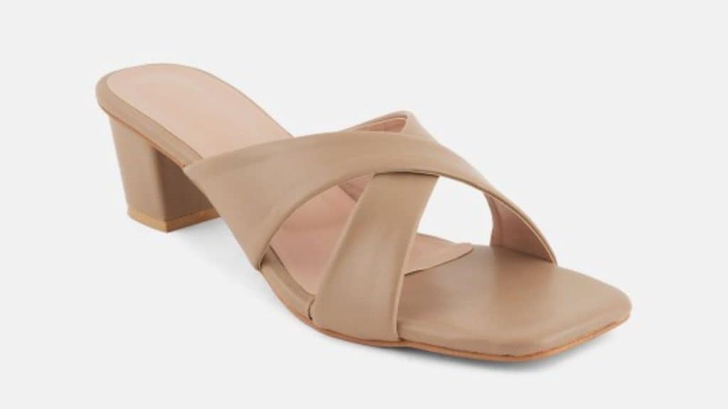 Mast & Harbour Beige Open-Toe Block Heels