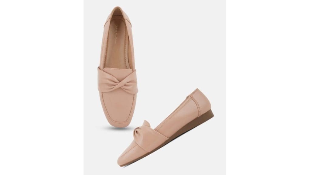 Mast & Harbour Bow Embellished Square Toe Ballerinas