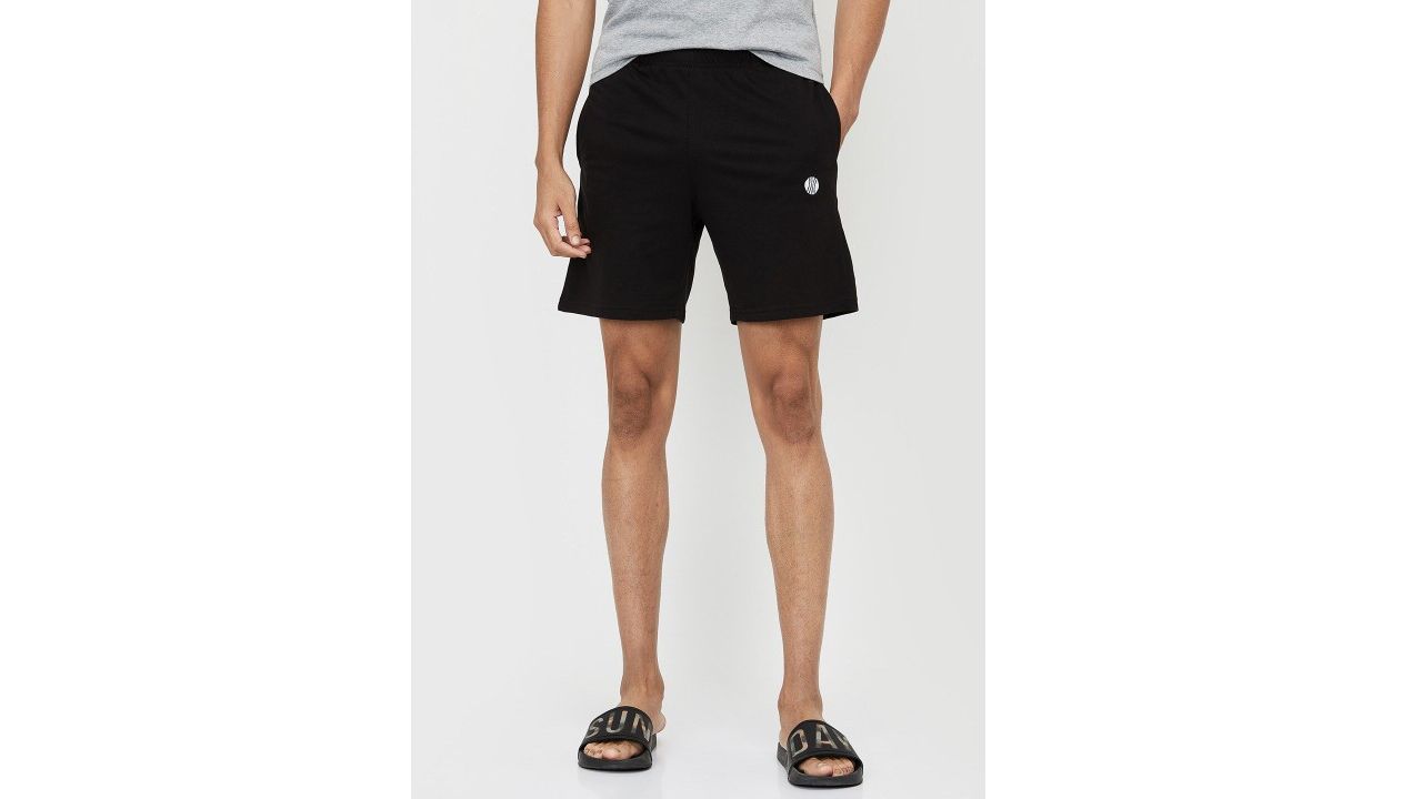 Max Men Black Solid Lounge Shorts